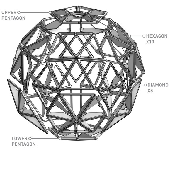 3DPAA Geodesic Sphere Shaped Lamp | Home Decor | Gift Idea | Geometric - Picture 7 of 9